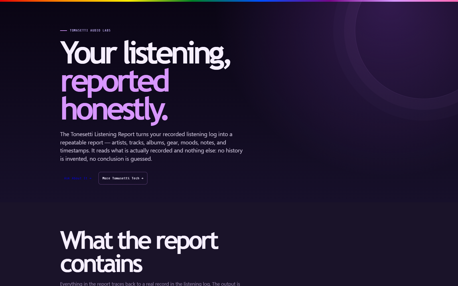 The Listening Report site: Your listening, reported honestly.
