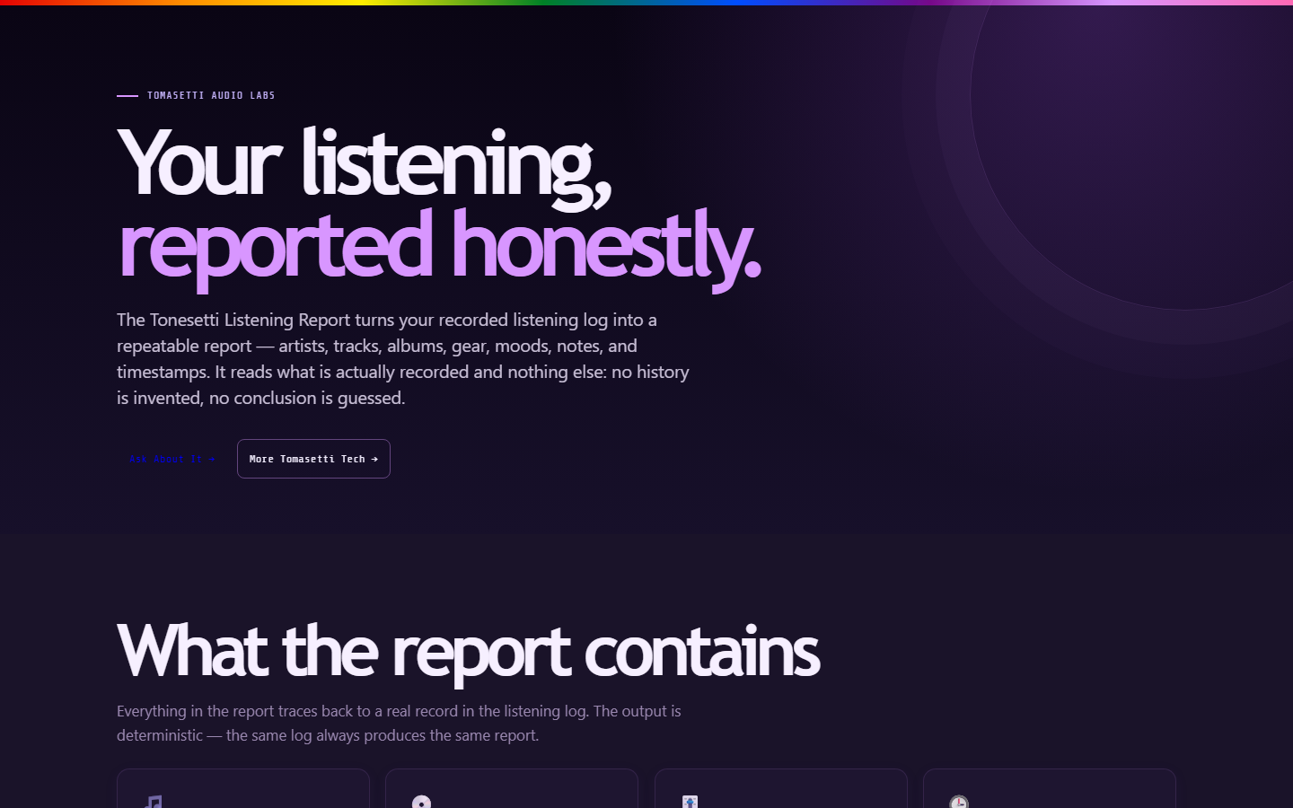 The Listening Report site, honest listening notes on real gear