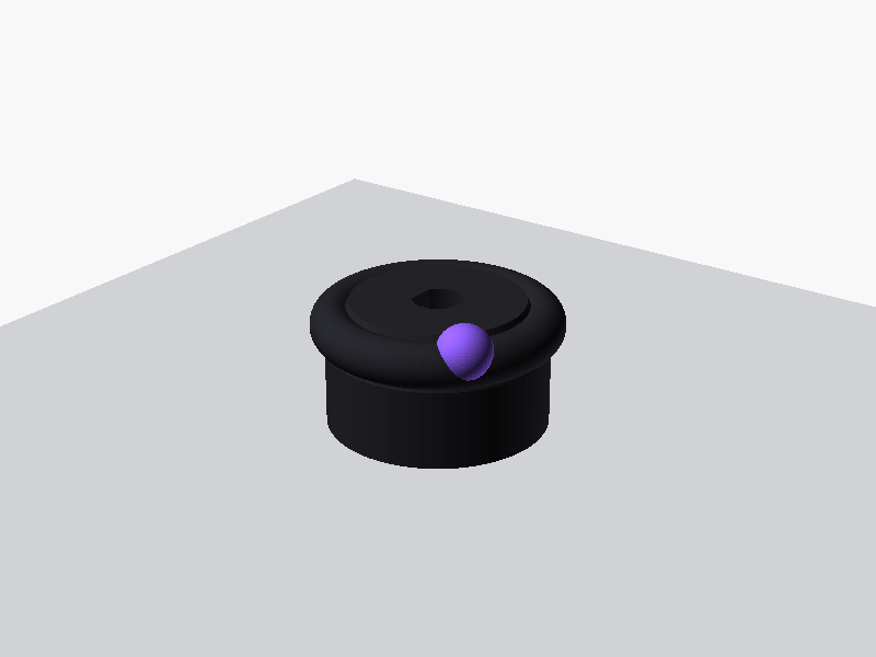 ORBIT knob design: a ring of orbiting dots around a dark cap
