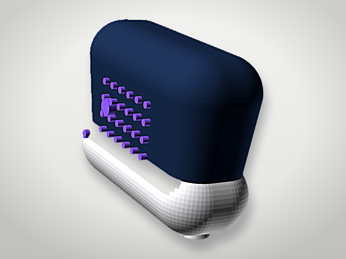 Character in the Blank colorway: deep navy body over a white sole, with no eye at all